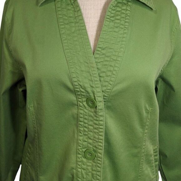 Coldwater Creek Green Shacket Womens Medium Jacket Long Sleeve Button Front - Picture 3 of 13